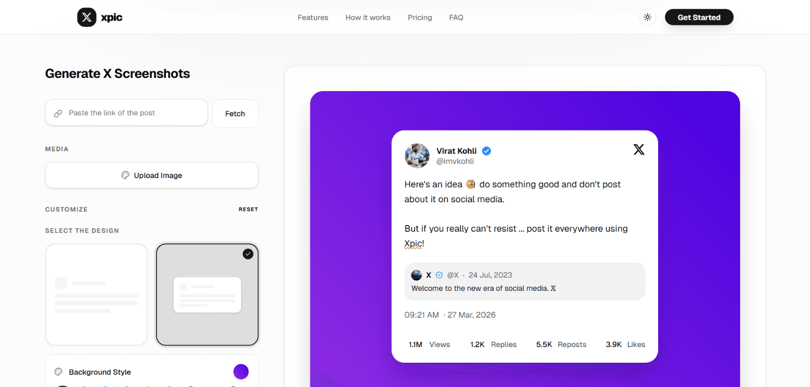 Light mode preview image for X Pic